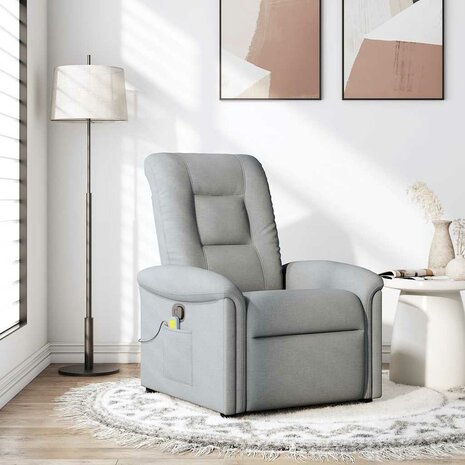 Massagestoel verstelbaar stof lichtgrijs 1