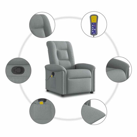 Massagestoel verstelbaar stof lichtgrijs 8