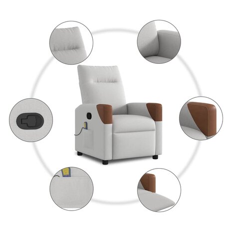 Massagestoel verstelbaar stof wolk grijs 8