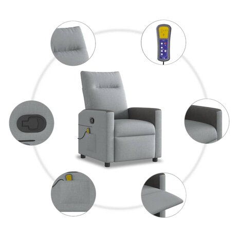 Massagestoel verstelbaar stof lichtgrijs 8