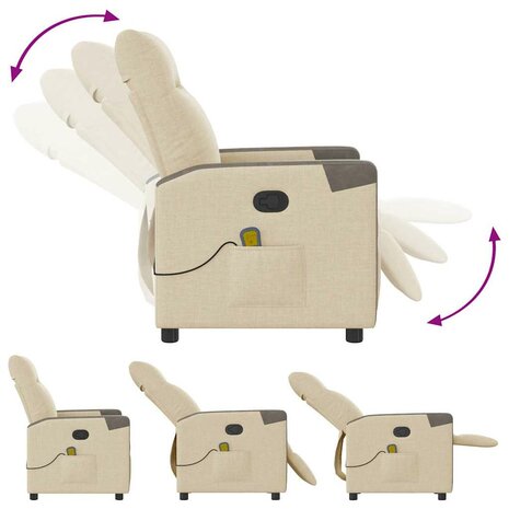 Massagestoel verstelbaar stof crèmekleurig 6