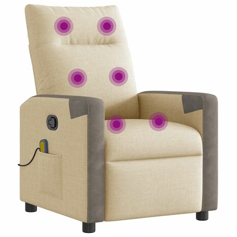 Massagestoel verstelbaar stof crèmekleurig 7