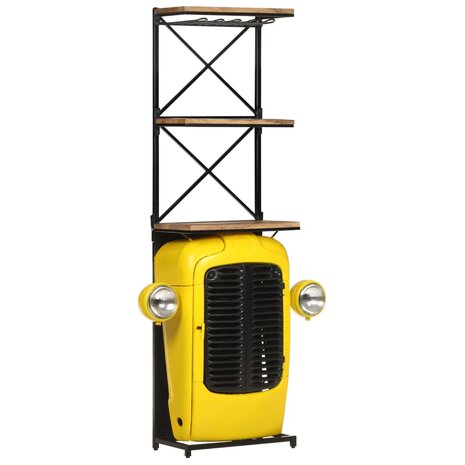 Wijnkast tractor 49x31x172 cm massief mangohout geel 1