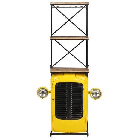 Wijnkast tractor 49x31x172 cm massief mangohout geel 3