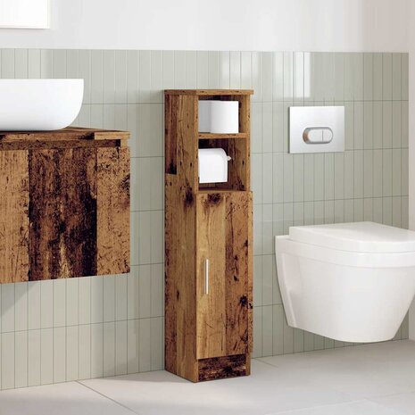 Badkamerkast met rolhouder 20,5x22x90 cm oud houtkleurig 3