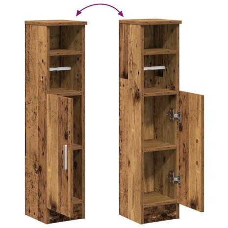 Badkamerkast met rolhouder 20,5x22x90 cm oud houtkleurig 8