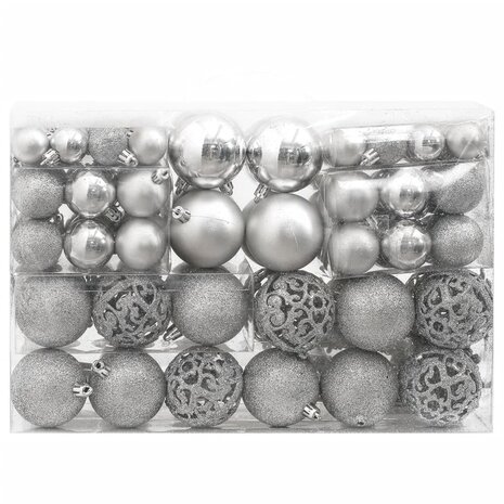111-delige Kerstballenset polystyreen zilverkleurig 2