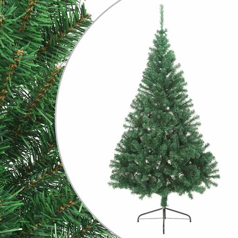 Kunstkerstboom met standaard half 180 cm PVC groen 1