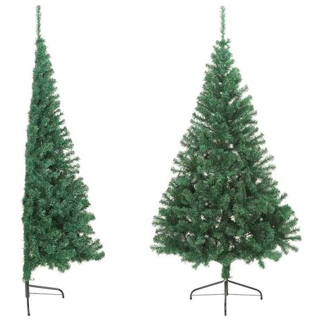 Kunstkerstboom met standaard half 180 cm PVC groen 4