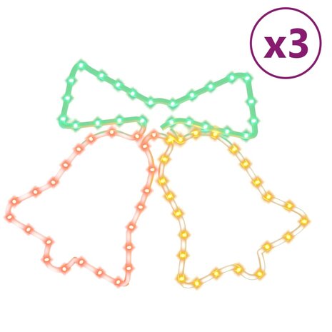 Kerstfiguren klokken met 72 LED&apos;s 3 st 50x56 cm 2