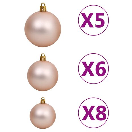 61-delige Kerstballenset met piek en 150 LED&apos;s roségoud 8