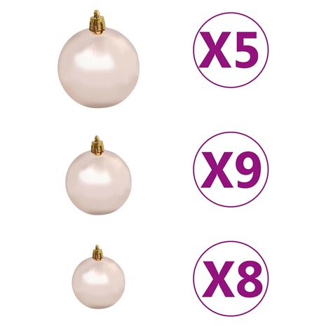 61-delige Kerstballenset met piek en 150 LED&apos;s roségoud 9