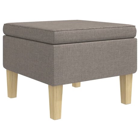Kruk met houten poten stof taupe 2
