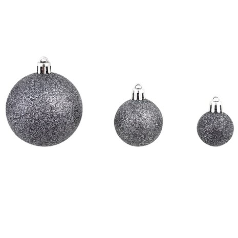 100-delige Kerstballenset 3/4/6 cm wit/grijs 4