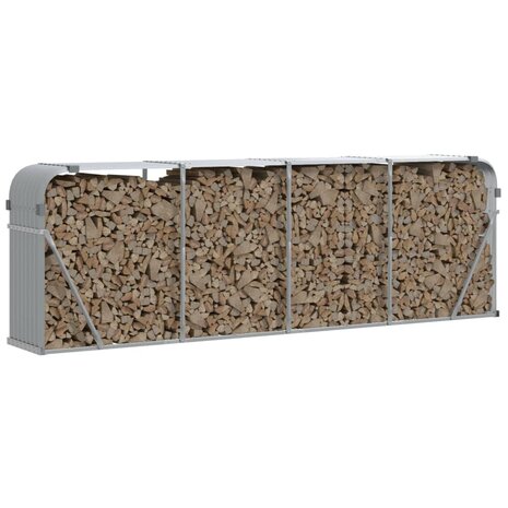 Haardhoutopslag 300x45x100 cm gegalvaniseerd staal lichtgrijs 3