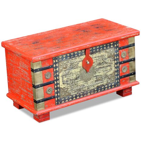 Opbergkist 80x40x45 cm mangohout rood 1