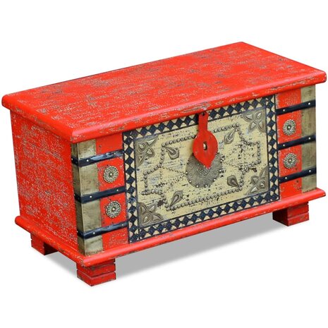 Opbergkist 80x40x45 cm mangohout rood 2