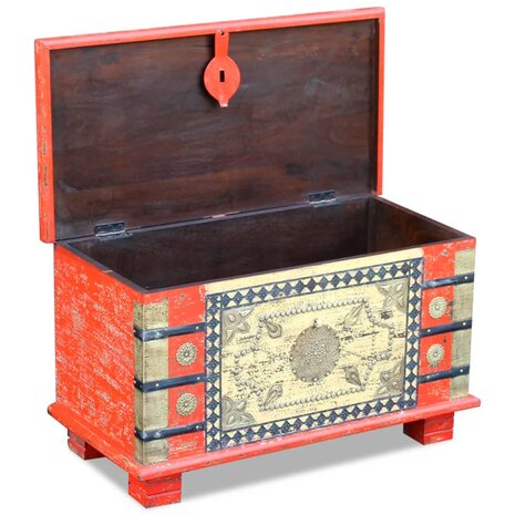 Opbergkist 80x40x45 cm mangohout rood 7