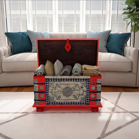 Opbergkist 80x40x45 cm mangohout rood 9