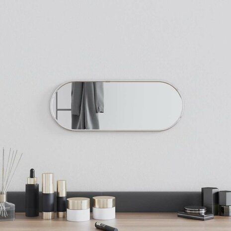 Wandspiegel 40x15 cm ovaal zilverkleurig 1