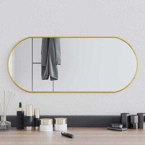 Wandspiegel 70x30 cm ovaal goudkleurig 1