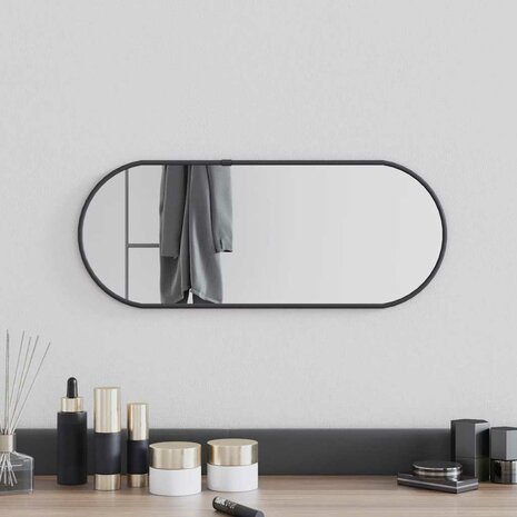 Wandspiegel 50x20 cm ovaal zwart 1