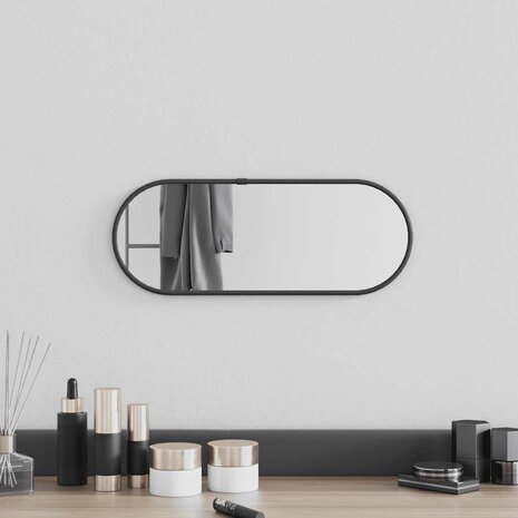 Wandspiegel 40x15 cm ovaal zwart 1