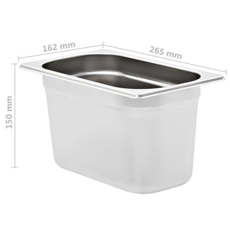 Gastronormbakken 4 st GN 1/4 150 mm roestvrij staal  8
