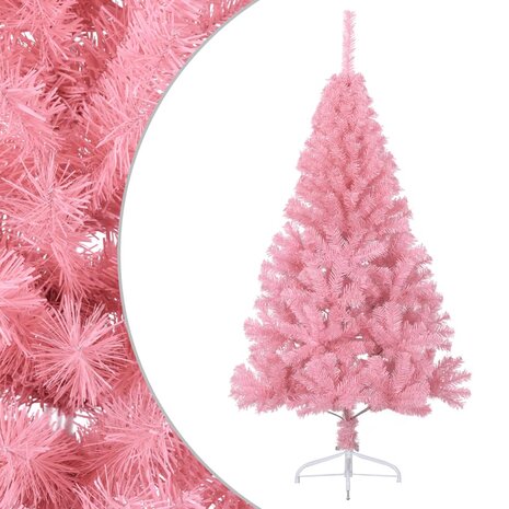Kunstkerstboom met standaard half 120 cm PVC roze 2