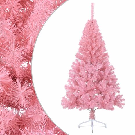 Kunstkerstboom met standaard half 150 cm PVC roze 2