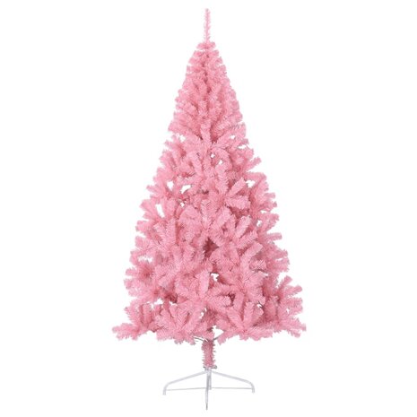 Kunstkerstboom met standaard half 210 cm PVC roze 3