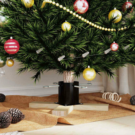 Kerstboomstandaard Zwart 50 x 50 x 16 cm Massief grenenhout 4