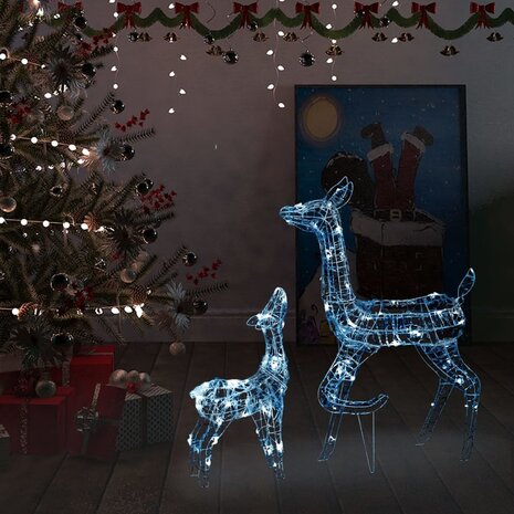 Kerstversiering rendierfamilie 160 LED&apos;s koudwit acryl 1
