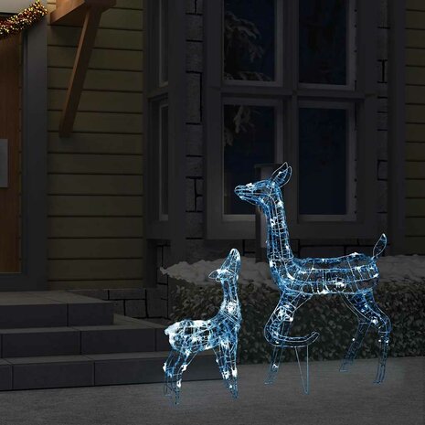 Kerstversiering rendierfamilie 160 LED&apos;s koudwit acryl 3