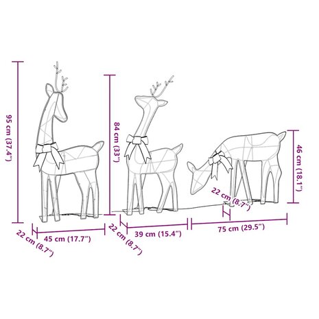 Kerstdecoratie rendier 3 st 90 LED&apos;s warmwit 8