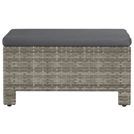 Tuinvoetenbank met kussen grijs poly rattan 4