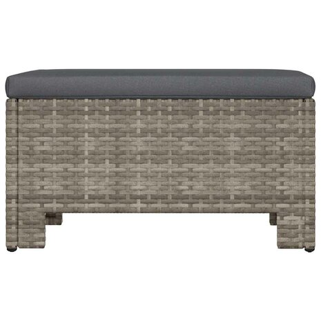 Tuinvoetenbank met kussen grijs poly rattan 5