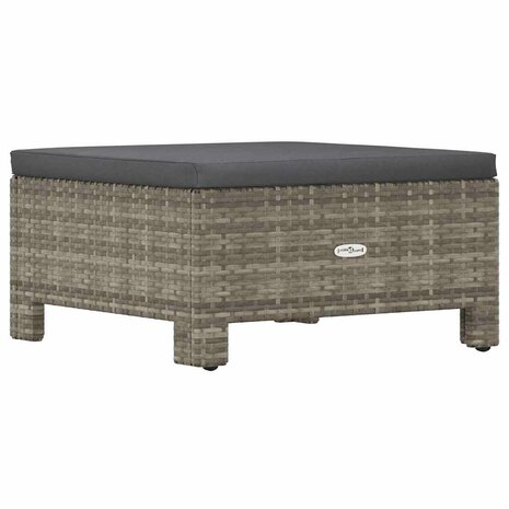 Tuinvoetenbank met kussen grijs poly rattan 6