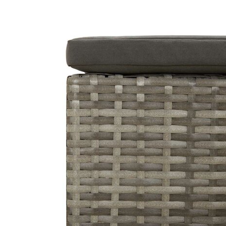 Tuinvoetenbank met kussen grijs poly rattan 7