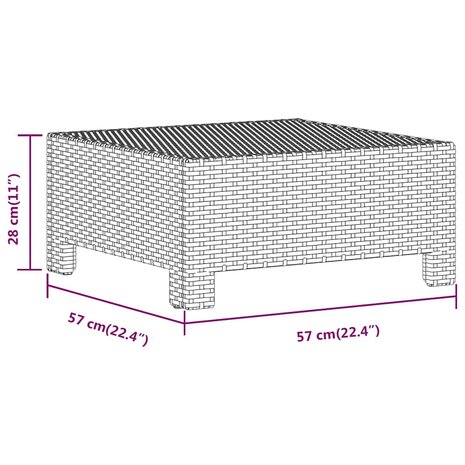 Tuinvoetenbank met kussen grijs poly rattan 8
