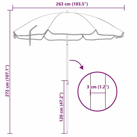 Strandparasol Groen 263 x 263 x 272 cm Polyester en Metaal 8