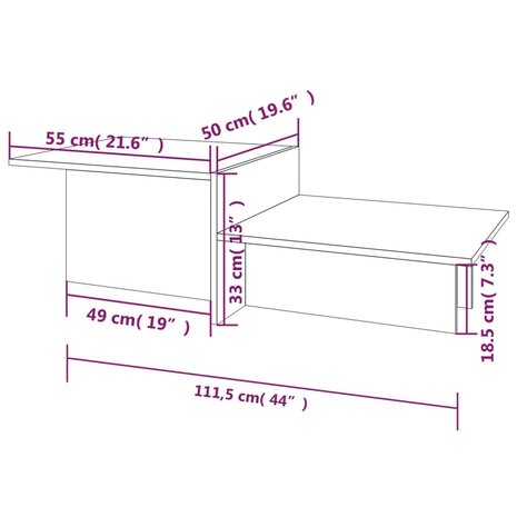 Salontafel 111,5x50x33 cm bewerkt hout gerookt eikenkleurig 7