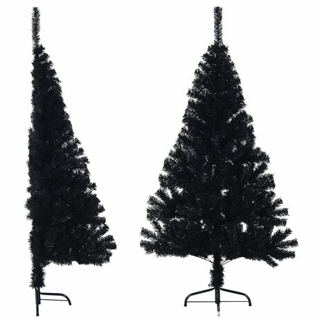 Kunstkerstboom met standaard half 120 cm PVC zwart 1