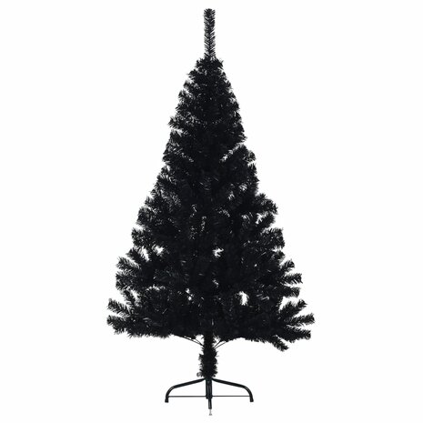 Kunstkerstboom met standaard half 120 cm PVC zwart 3