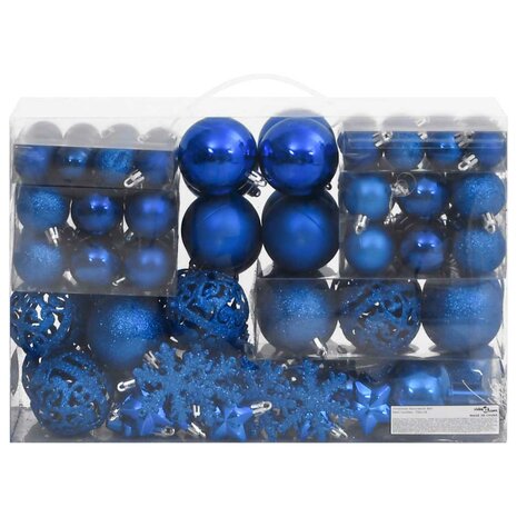 111-delige Kerstballenset polystyreen blauw 2