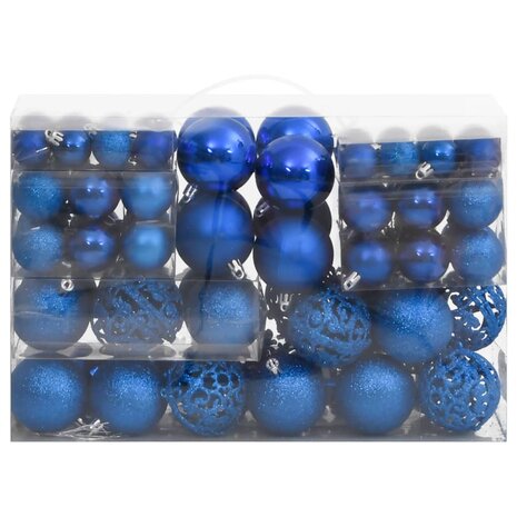 111-delige Kerstballenset polystyreen blauw 3