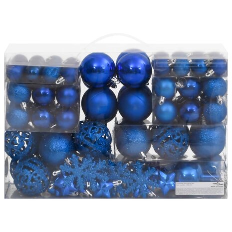 111-delige Kerstballenset polystyreen blauw 4