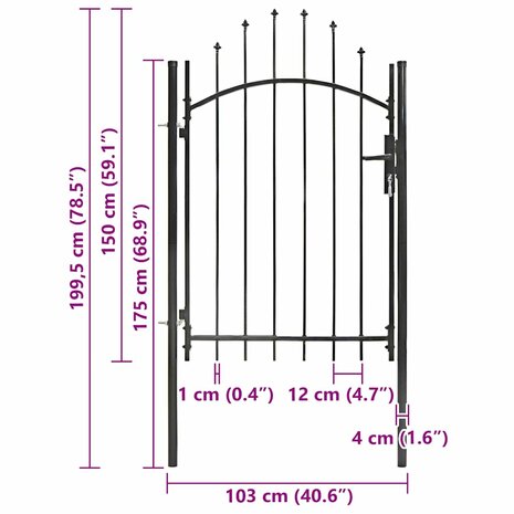 Poort 1x2 m staal zwart 5