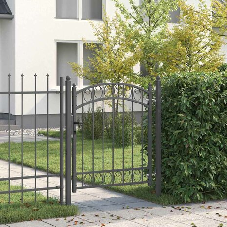 Hekpoort met slot Grijs 125 x 100 cm Poedergecoat staal 1