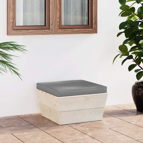 Tuinhocker met kussen pallet ge&iuml;mpregneerd vurenhout 1